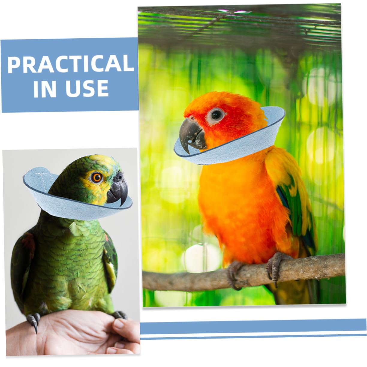 balacoo 2pcs Bird Protective Collar Parrot Bite Collar Parrot Cones Soft Breathable Washable Neck Cone for Recovery (Large)