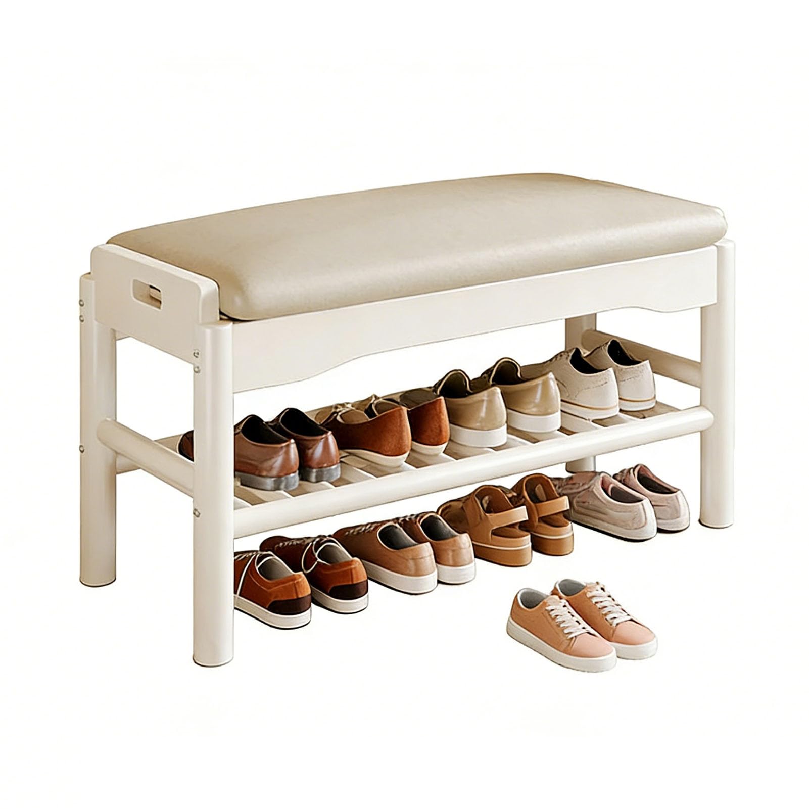 WJFTODAY Modern Wooden Shoe Bench Slim Entryway Seat Solid Wood Shoe Rack Stool Compact Shoe for Bedroom or Hallway White 80cm Stylish and Functional Design