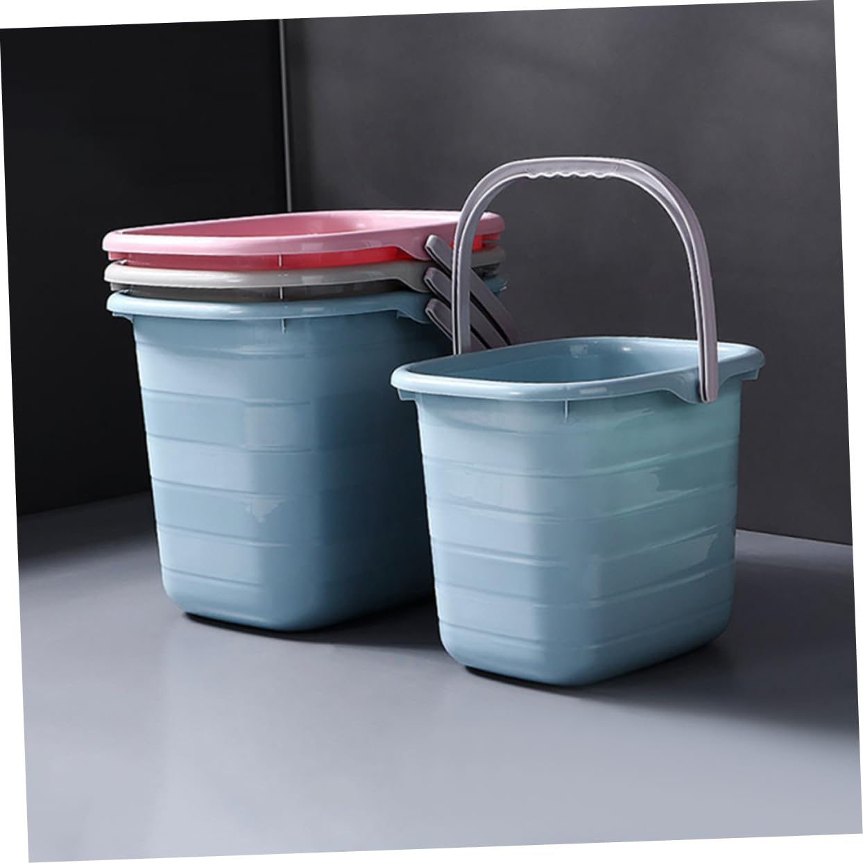 Yardenfun Secchio in Plastica Rettangolare Manico per Giardinaggio e Aziende Agricole, Contenitore Acqua Resistente Antiscivolo e Buona Capacità di Carico