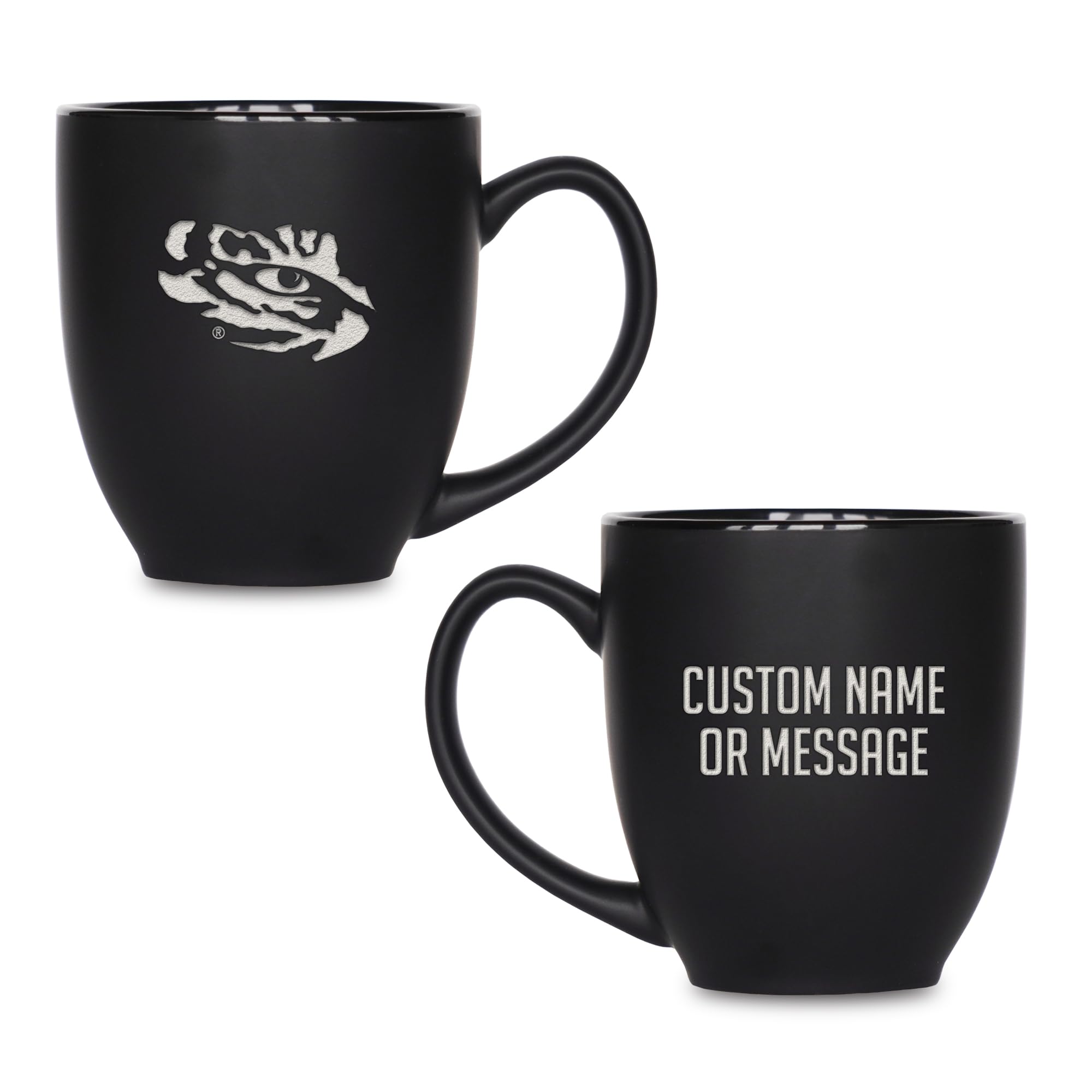 Rico Industries NCAA Primary 15-Oz Personalized Matte Black Bistro Mug - for Hot or Cold Drinks