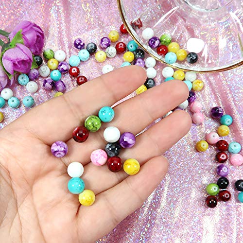 TOAOB 100pcs Marble Pattern Round Multicolor Glass Beads 8mm for Jewelry Making - Image 4
