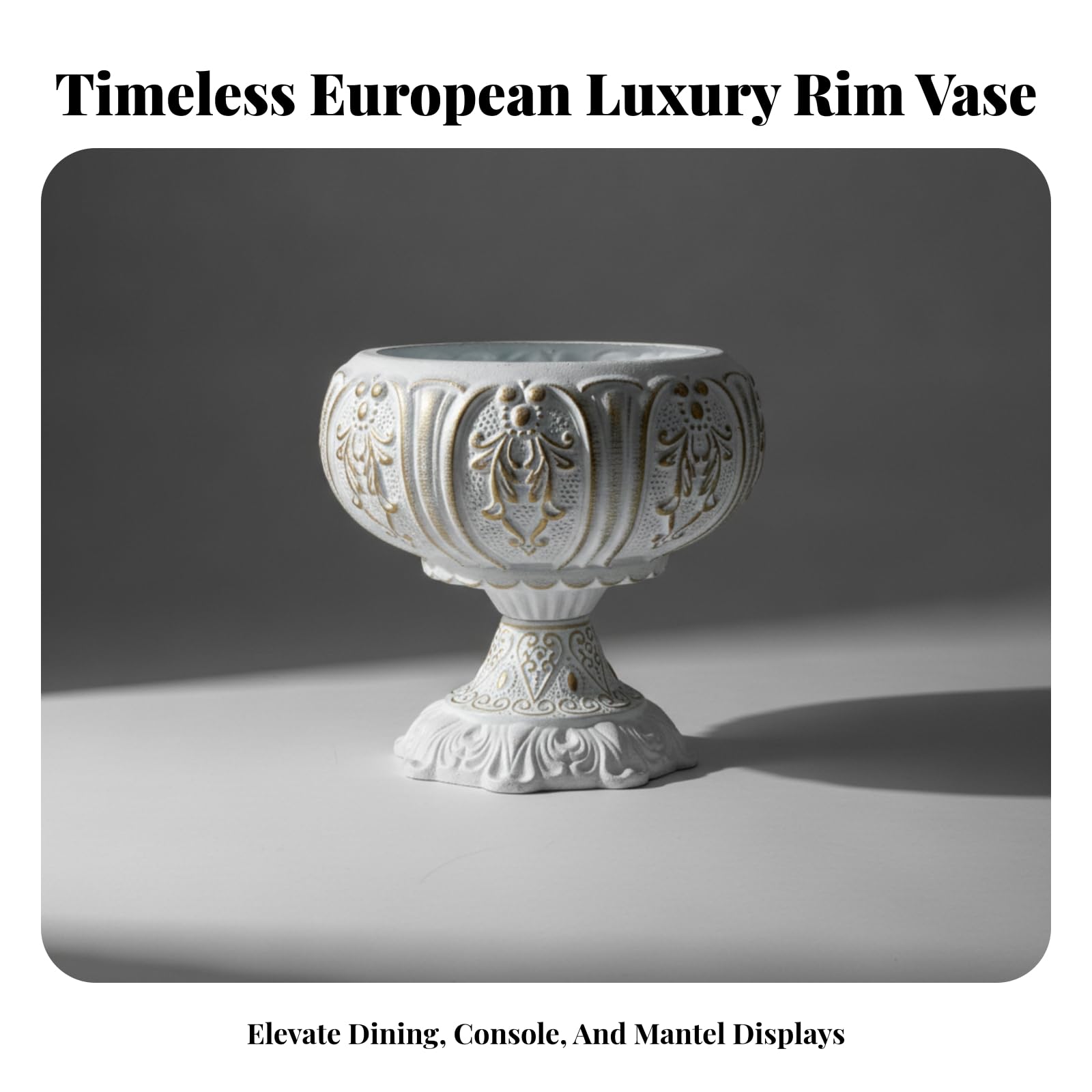 Vase sur pied en relief, décoration d'intérieur, 19 x 24 x 17,5 cm, idéal pour arrangements floraux et centres de table, design classique pour n'importe quelle décoration de pièce