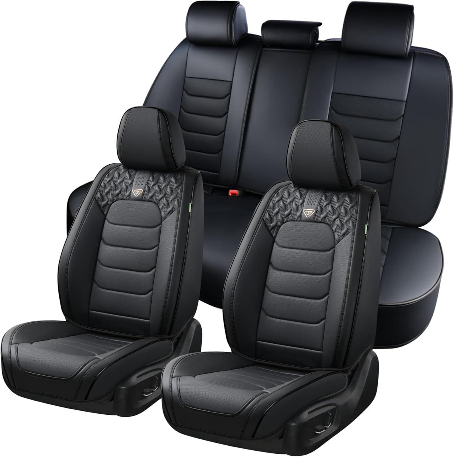 2 Coprisedili Anteriori Auto In Pelle, Antiscivolo E Impermeabili – Protezione Universale Per Sedili, Facili Da Montare, Vestibilità Auto/SUV/Camion (Confezione Da 2, Nero) - 3