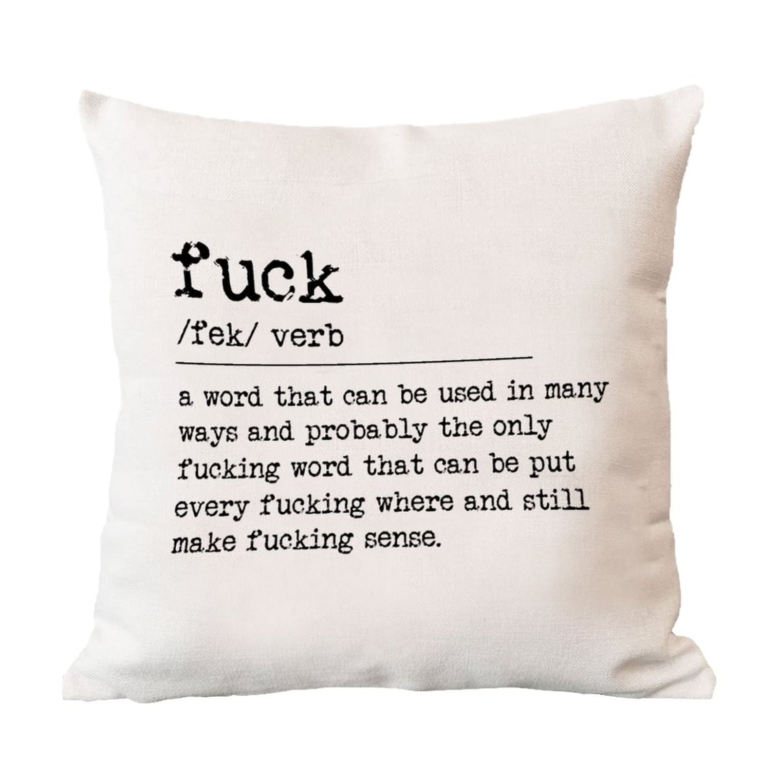 Byron Hoyle Fuck Throw Pillow Cover Humorous Case Definition Typography Cushion Rustic Decor Pillowcase With Zipper Home For Sofa Living Room Bedroom 18X18 Inche