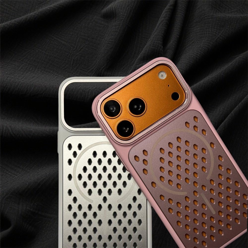 Funda Protectora de Malla Transpirable para iPhone 17 16 Pro MAX, Resistente a caídas, con Acabado Mate, Color Plata, para iPhone 17 Pro.