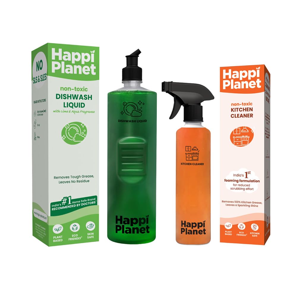 Happi Planet Dishwash Liquid & Kitchen Cleaner Combo | Complete Kitchen Cleaning Solution | Natural, Non-Toxic, Eco-Friendly | Powerful Grease Removal for Dishes & Surfaces (Stoves, Chimneys etc.)-image-37