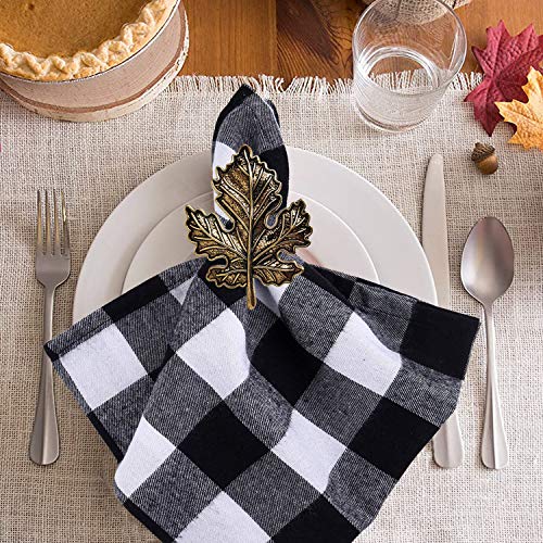 STMK Set of 6 Maple Leaf Napkin Rings, Fall Napkin Rings, Vintage Alloy Napkin Holder for Fall Thanksgiving Day Fall Theme Party Autumn Table Decoration (6) - Thumbnail 7