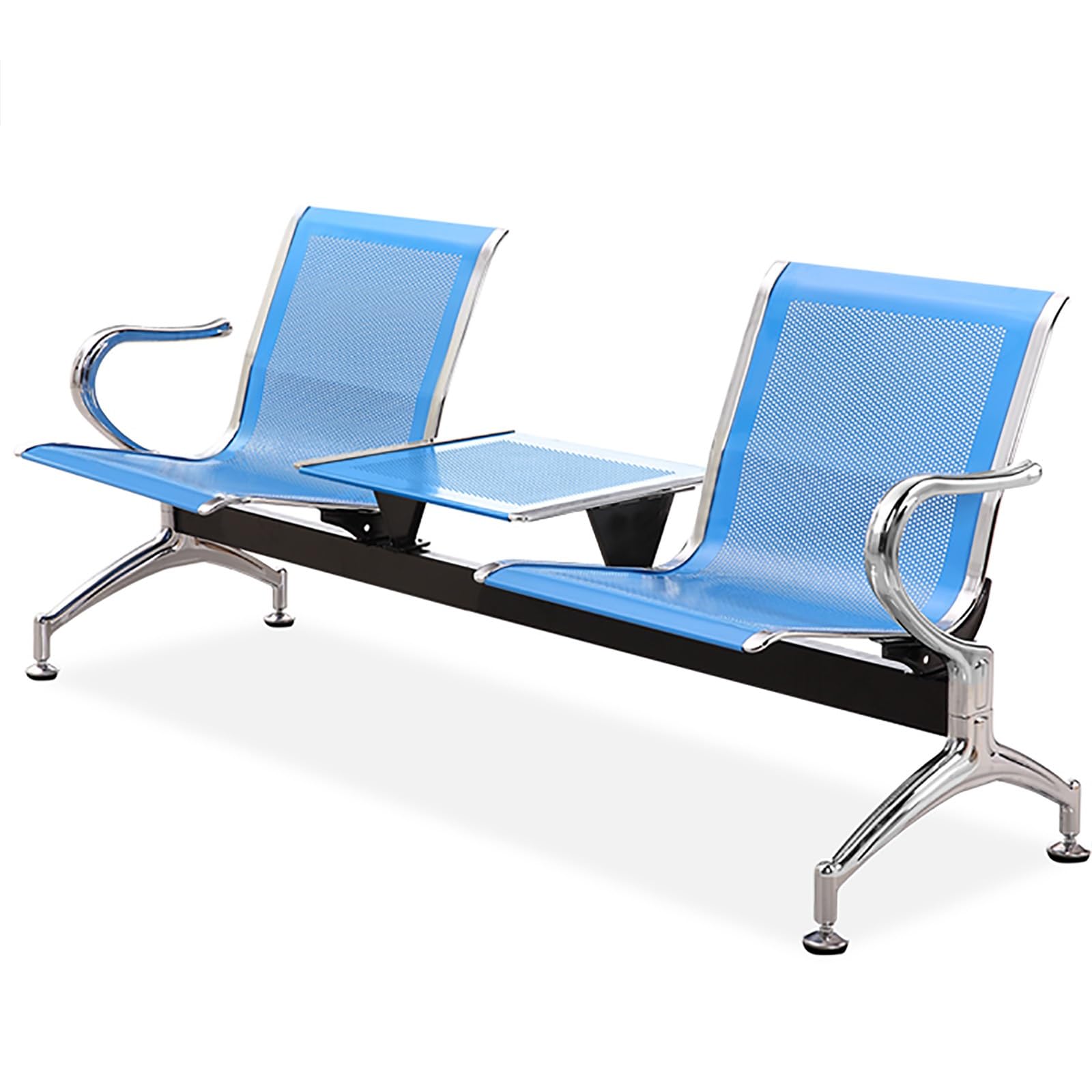 SnamicE 2-Seat Waiting Room Chairs with Table & Arms - Comfortable Airport Reception Bench with Backrest for Lobby Office Bank & - Green Conference Seating,Blue,Blue