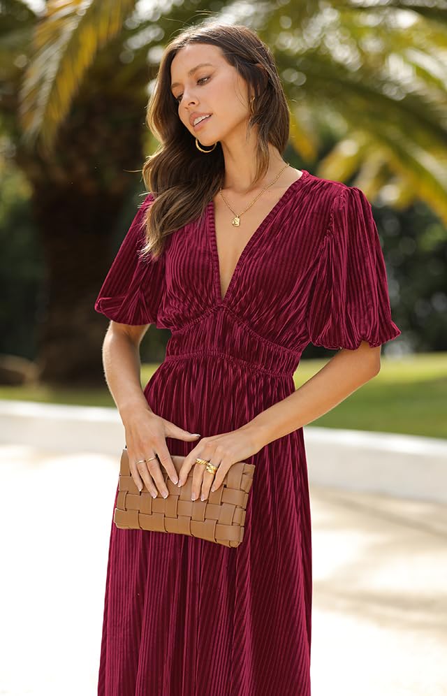 Image of Maxigerui Women's Velvet Maxi Dress Formal Dresses for Wedding Guest Dress