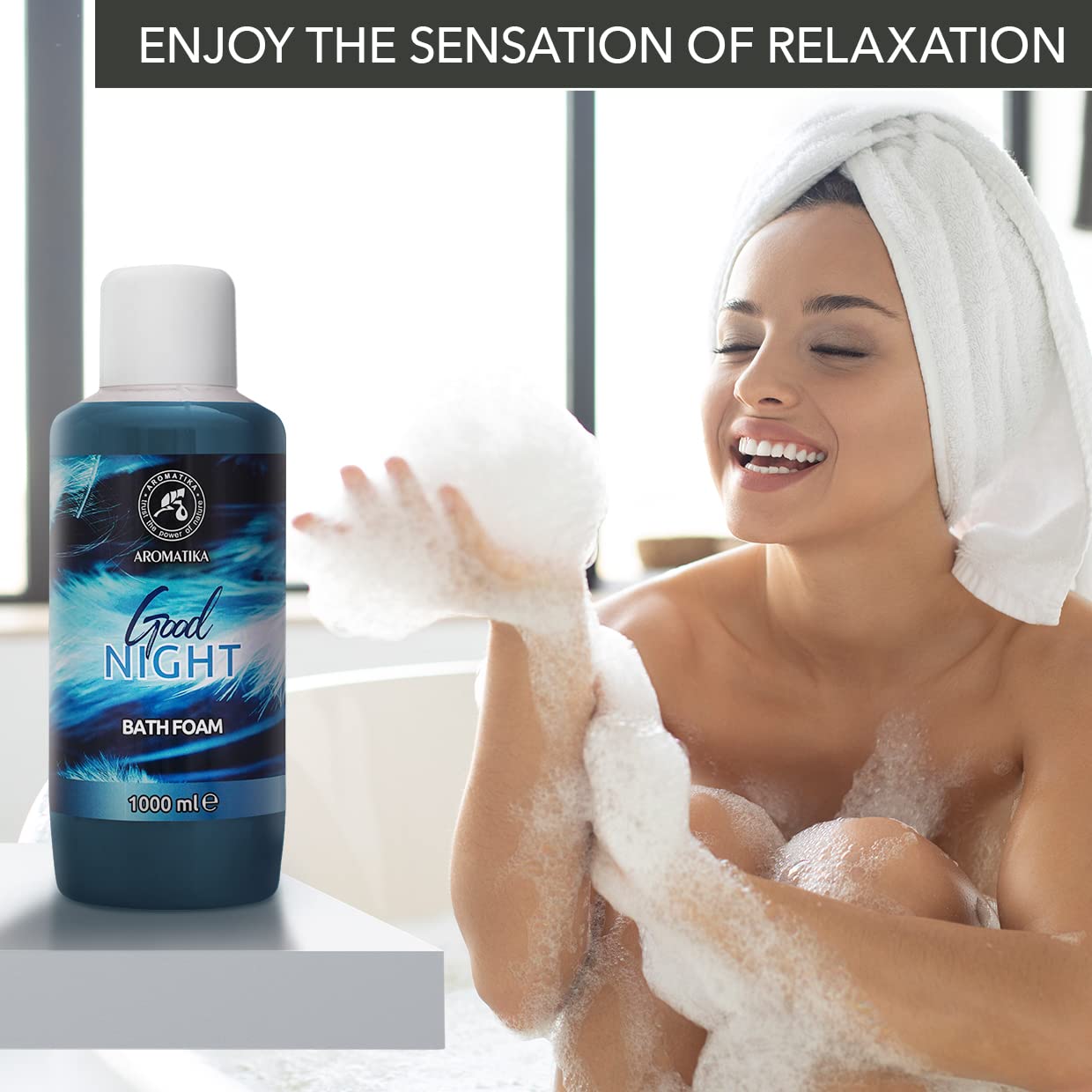 Espuma de Baño Buenas Noches 1000ml - Buen Sueño - Belleza - Cuidado del Cuerpo - Bienestar - Relajación - Aromaterapia - Spa - Baños de Burbujas - Bath foam Good night