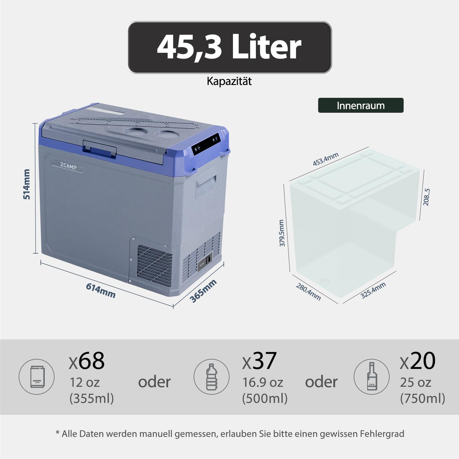 GE50 45.3L Réfrigérateur de Voiture Portable congélateur et réfrigérateur, Glaciere Électrique à Compression pour Maison, dortoir, Camping, -20℃ BIS 20℃