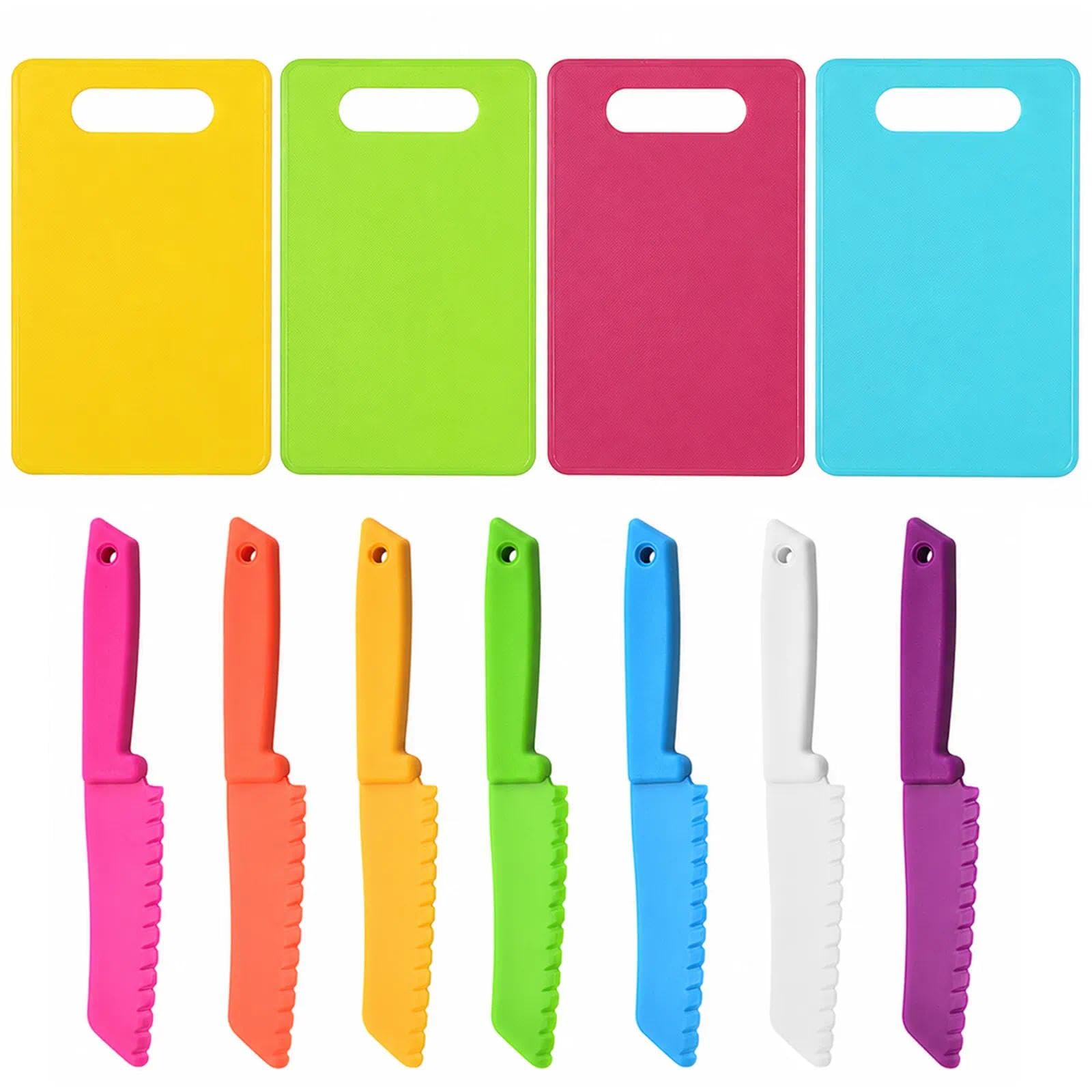 huoanpo 11PCS Kids Knife Set, Plastic Knives with Chopping Boards