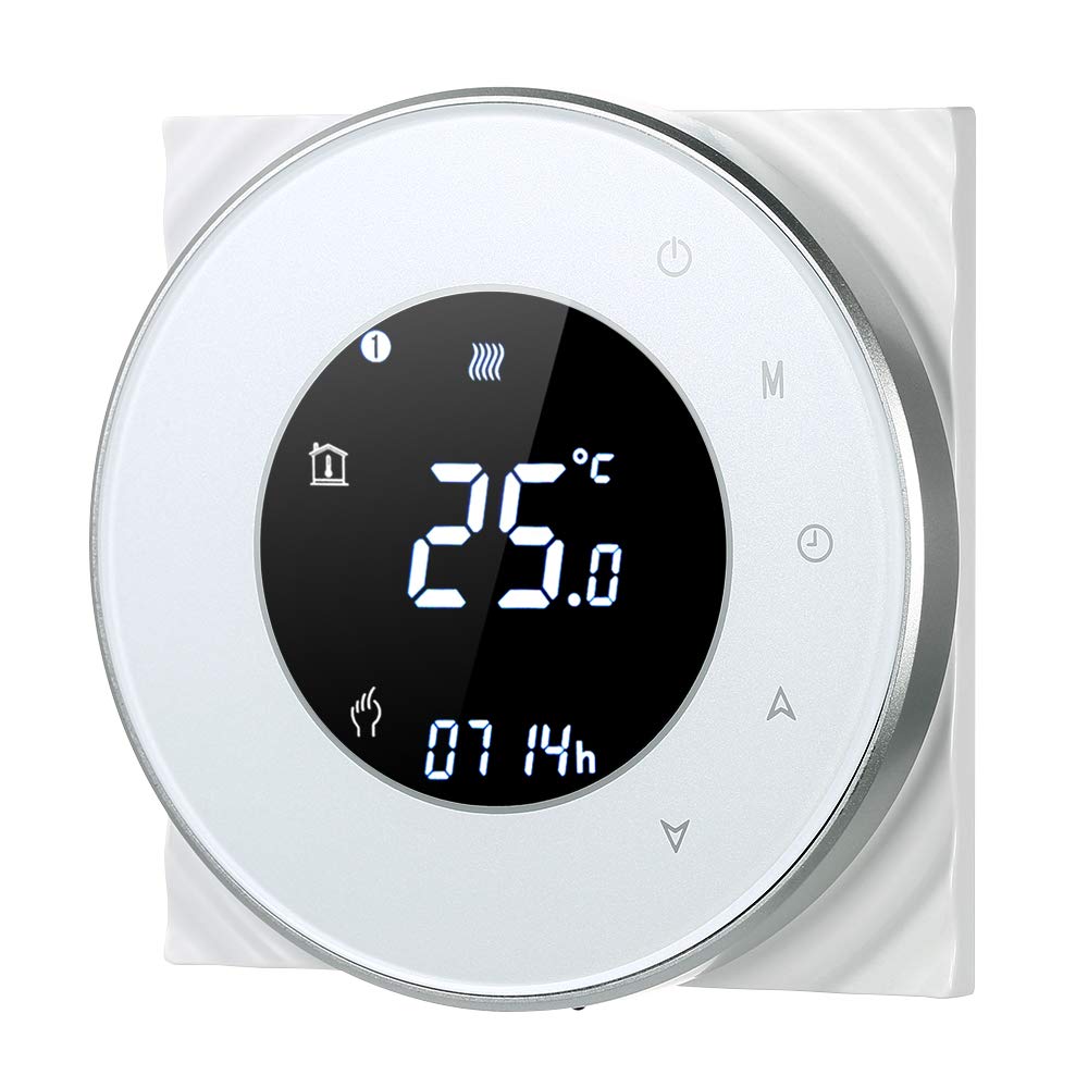 Decdeal Termostato programmabile tramite Wi-Fi, termostato intelligente wireless, con display LCD tattile, nero Bianco - Immagine 1