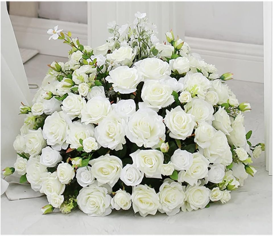 Large White Rose Hydrangea Artificial Flower Ball Wedding Table Centerpiece Floral Ball Party Stage Deco Props 35/40/50/60cm 35CM