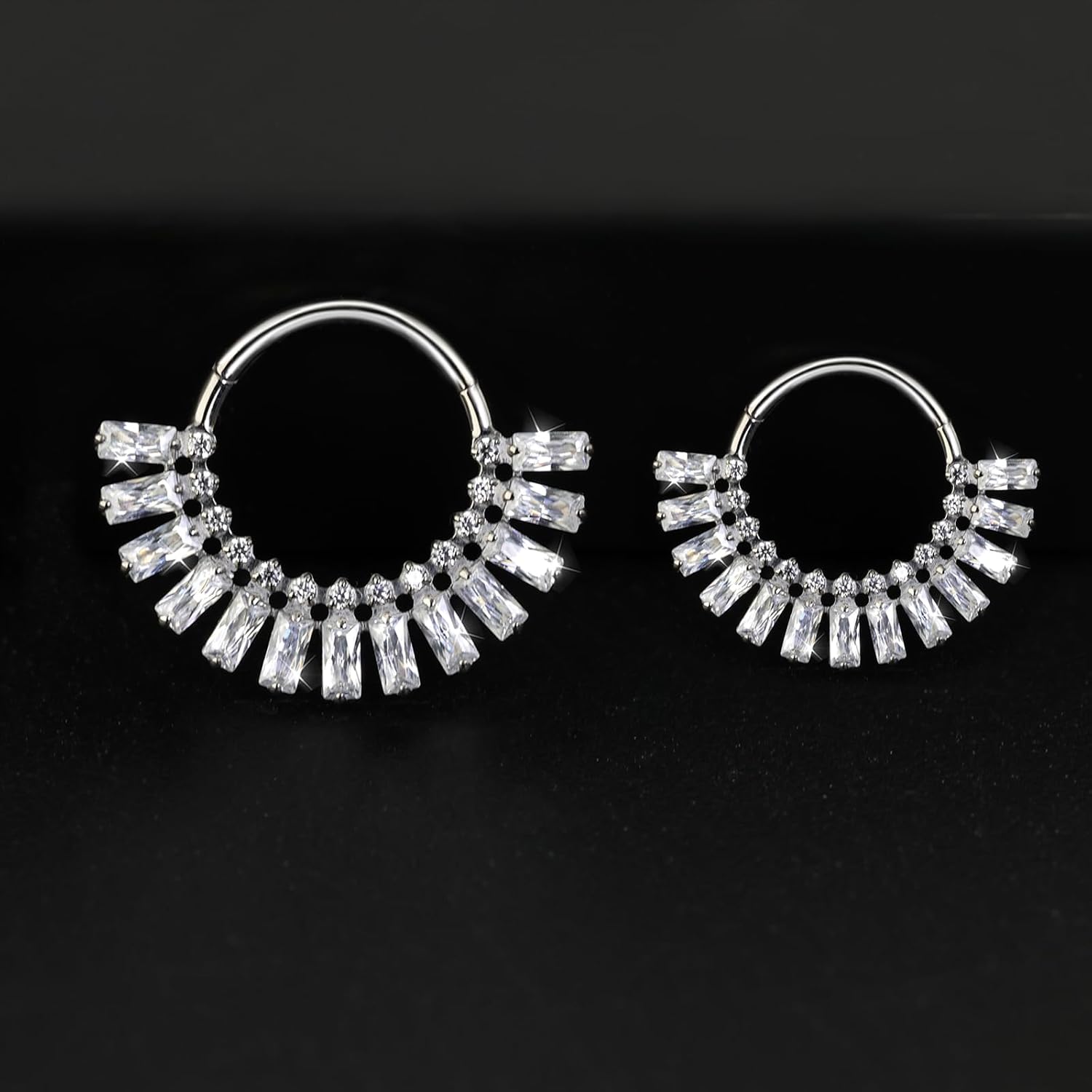 16G G23 Titanium Septum Rings: CZ Nose Ring Hoops, Helix Cartilage Clicker Hoop Earrings, Rook Daith Tragus Piercing Rings for Women Men - Image 4