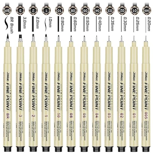 Qionew Q7015-12 Micro-Pen Fineliner Ink Pens,12 Pack Waterproof Archival Black Ink Pens Micro Fine Point Drawing Pens,Multiliner Pens, cover