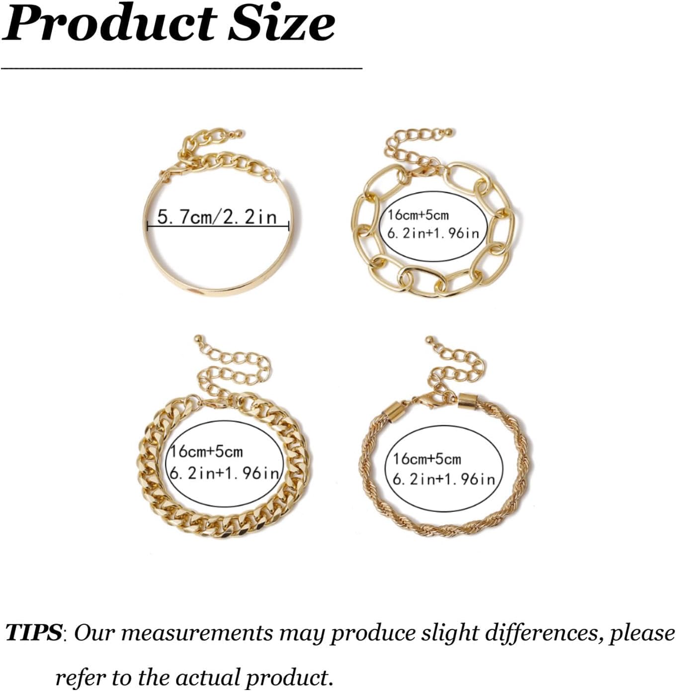 72ore Chunky Gold Bracelets for Women Stack Layered Chain Herringbone Cable Paperclip Bracelets Party Prom Dresses Accessories Trendy Gold Jewelry Gift - Image 7