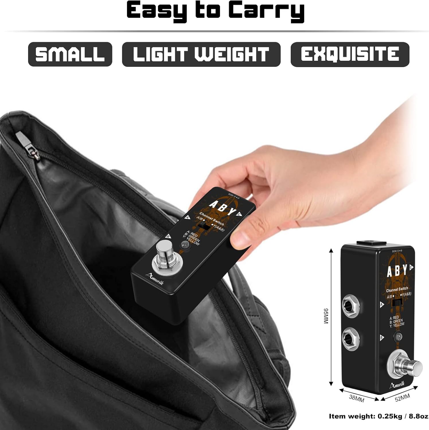 Amuzik Switch Box Pedals Functional ABY BOX Switch Guitar Pedal Selector Audio Channel Pedal for Guitar Mini Size True Bypass