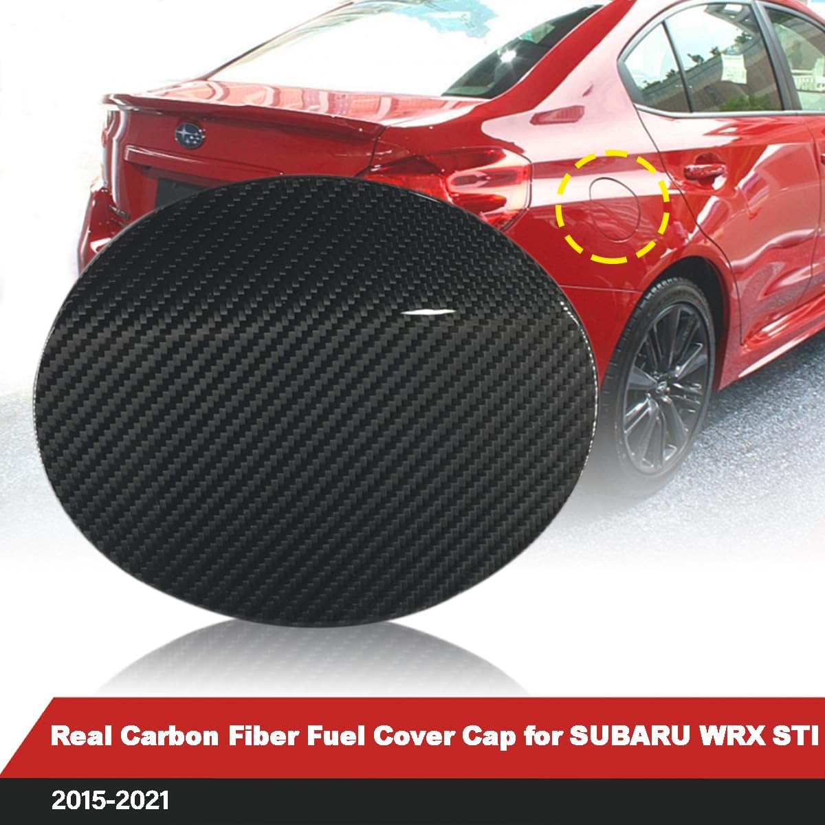 Fuel Lid Tank Cover Cap For SUBARU WRX STI 2015 2016 2017 2018 2019 2020 2021 Dry Carbon Outer Exterior Trim I Lightweight Strong with UV-Resistant Clear Coating Updated Look(1pc)
