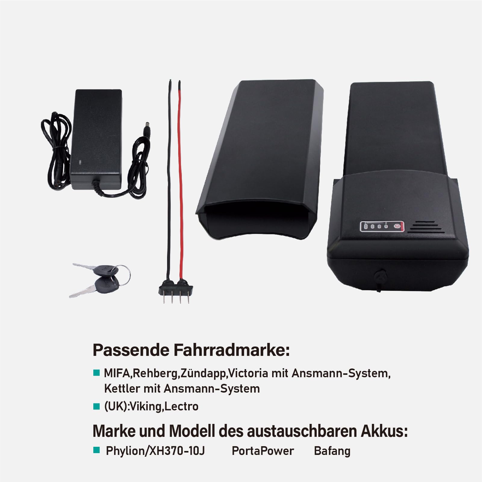 Akumulator do roweru elektrycznego, 36 V, 12 Ah, akumulator litowy, nadaje się do systemu napędowego Bafang lub Ansmann (36 V, 12 Ah)