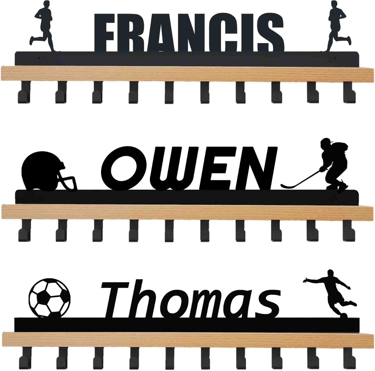 Goutoports Personalized Medal Hanger Display Trophy Shelf - Sports ...