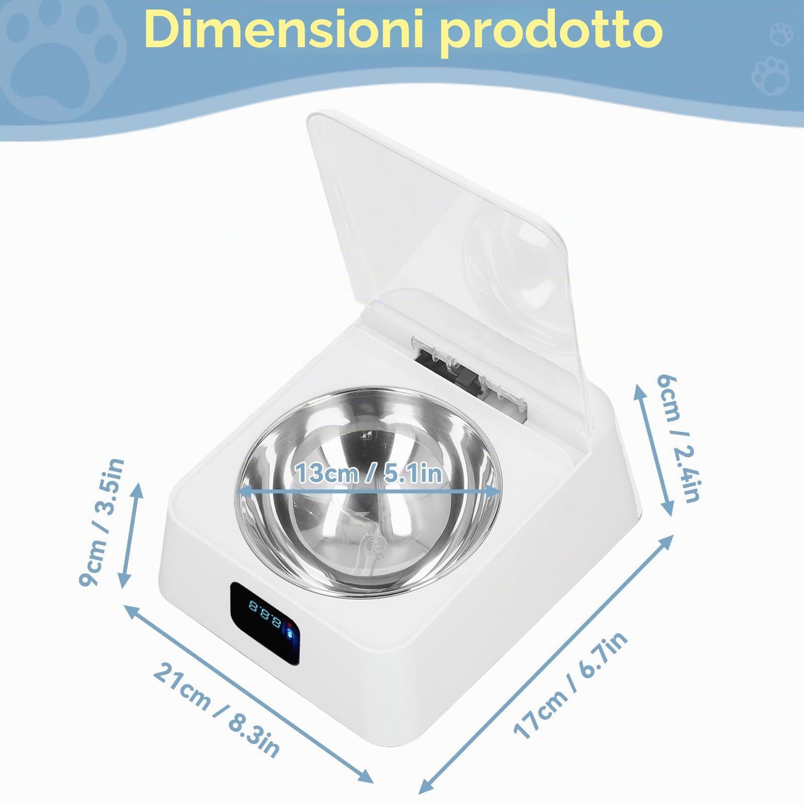 Mangiatoia Automatica Per Gatti, Distributore di Alimenti Per Animali Domestici con Apertura a Induzione da 350 Ml Alimentatore Automatico Per Animali Domestici Per Cani Gatti