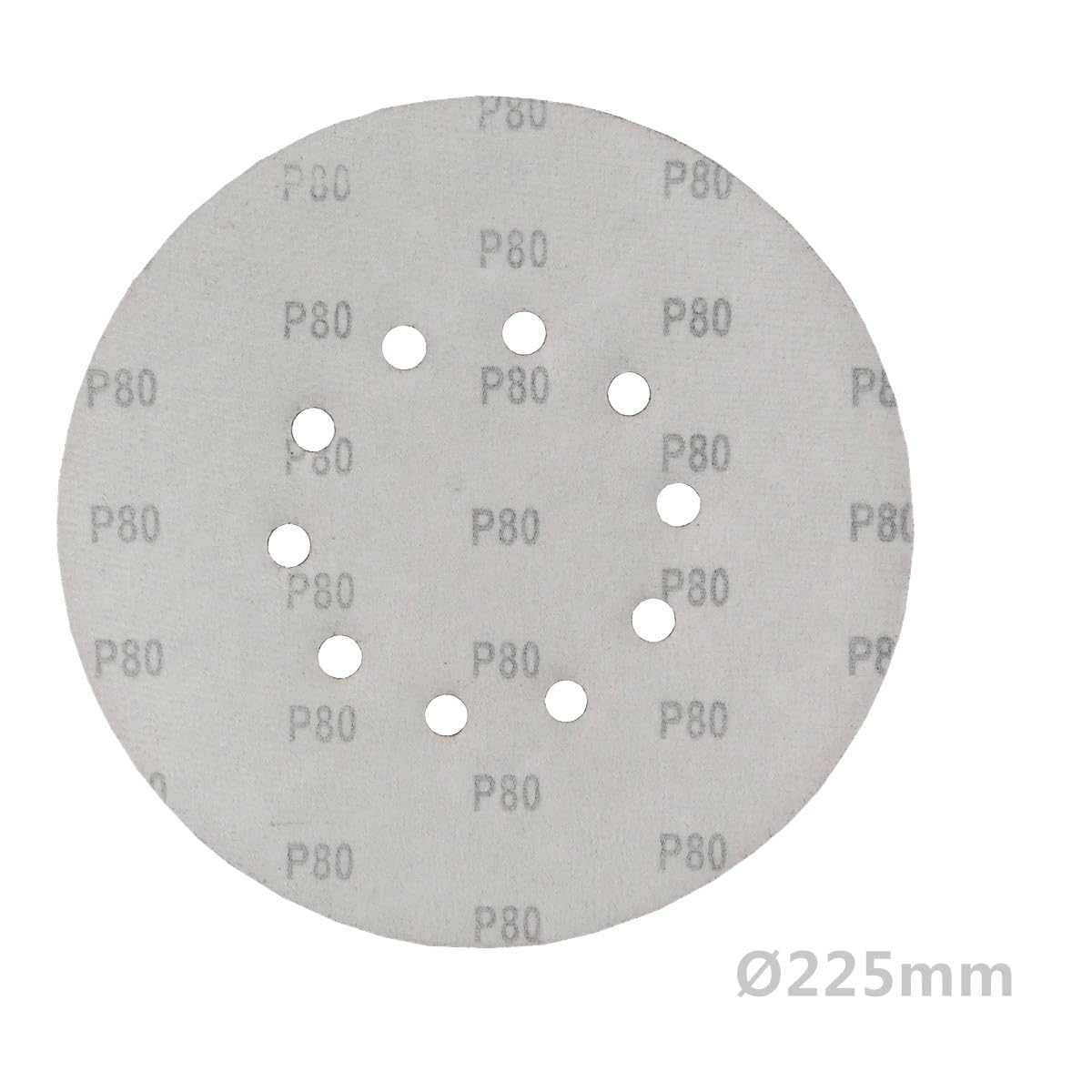 50 discos abrasivos de KLETT de 225 mm de diámetro, con 10 agujeros, grano P80, lijadora excéntrica de cuello largo, de Bohrfux