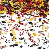 Red Gold and Black Graduation Confetti 2026, 1000 Pcs Congrats Grad Confetti Class of 2026 Party Table Centerpiece for 2026 Graduation Party Decorations