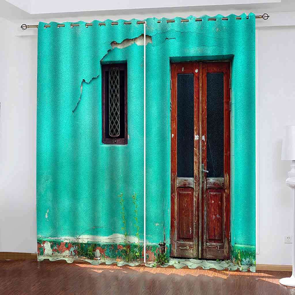 Rideau occultant bleu vintage lot de 2 thermiques isolants salon 140x160cm