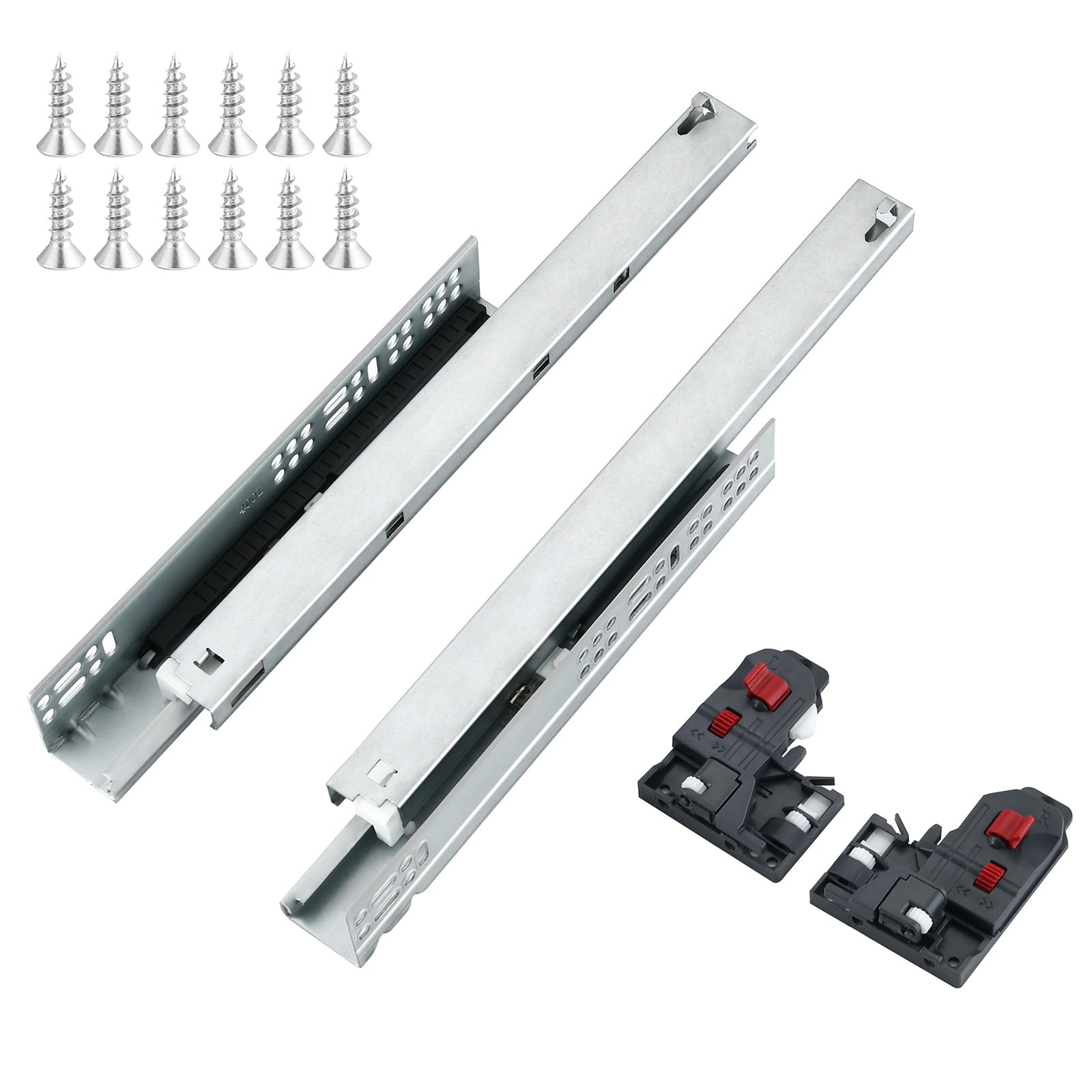 Photo 1 of 1 Pair 20 Inch (500mm) Soft Close Undermount Drawer Slides,100LB Load Capacity Full Extension Concealed Bottom Mount Drawer Glides Rails with 3D Locking Device