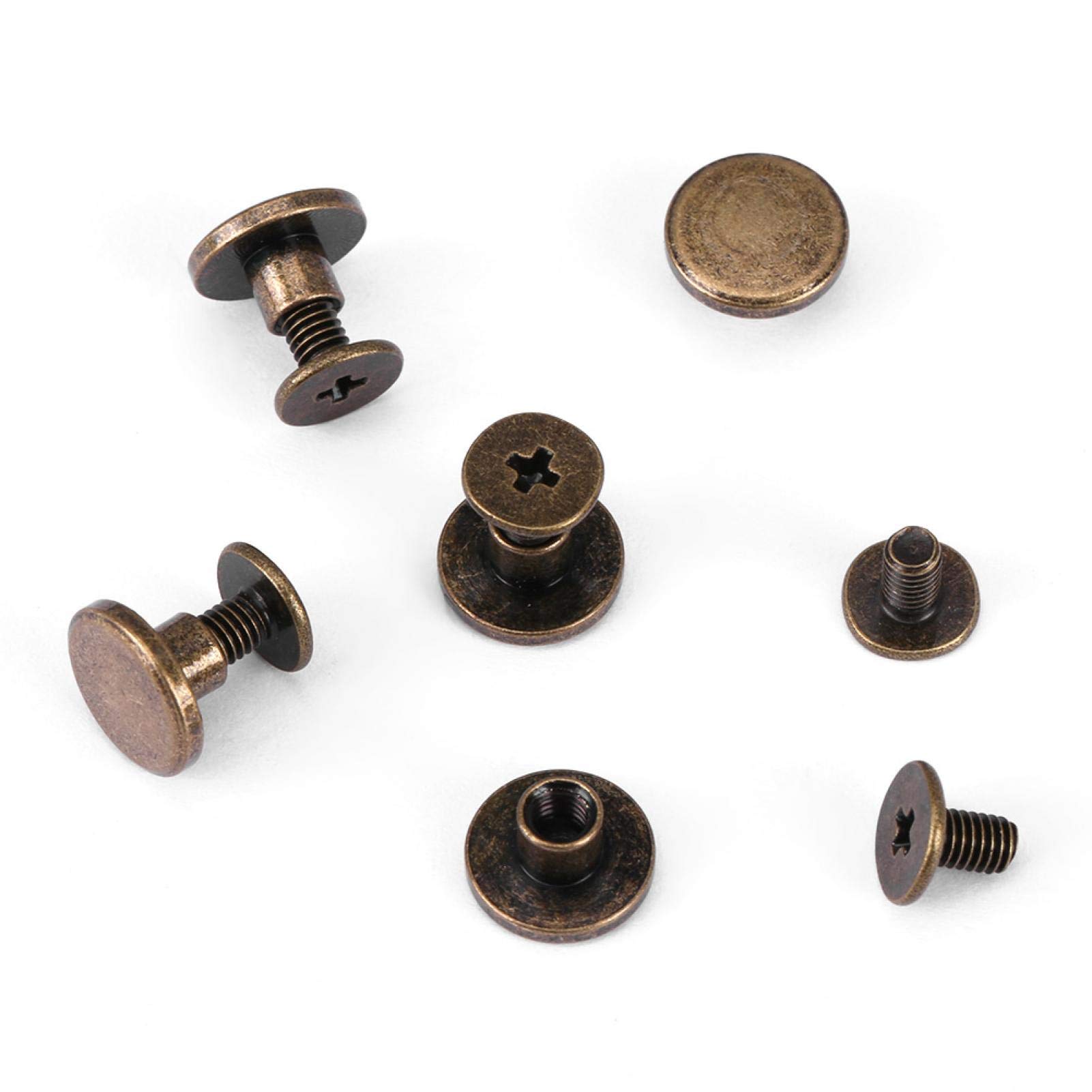 20pcs Rivet De Capuchon En Cuir, Tête Plate Cuivre Laiton Vis écrous Clous Rivets Accessoire De Capuchon En Cuir (5mm)(5mm/0.20in