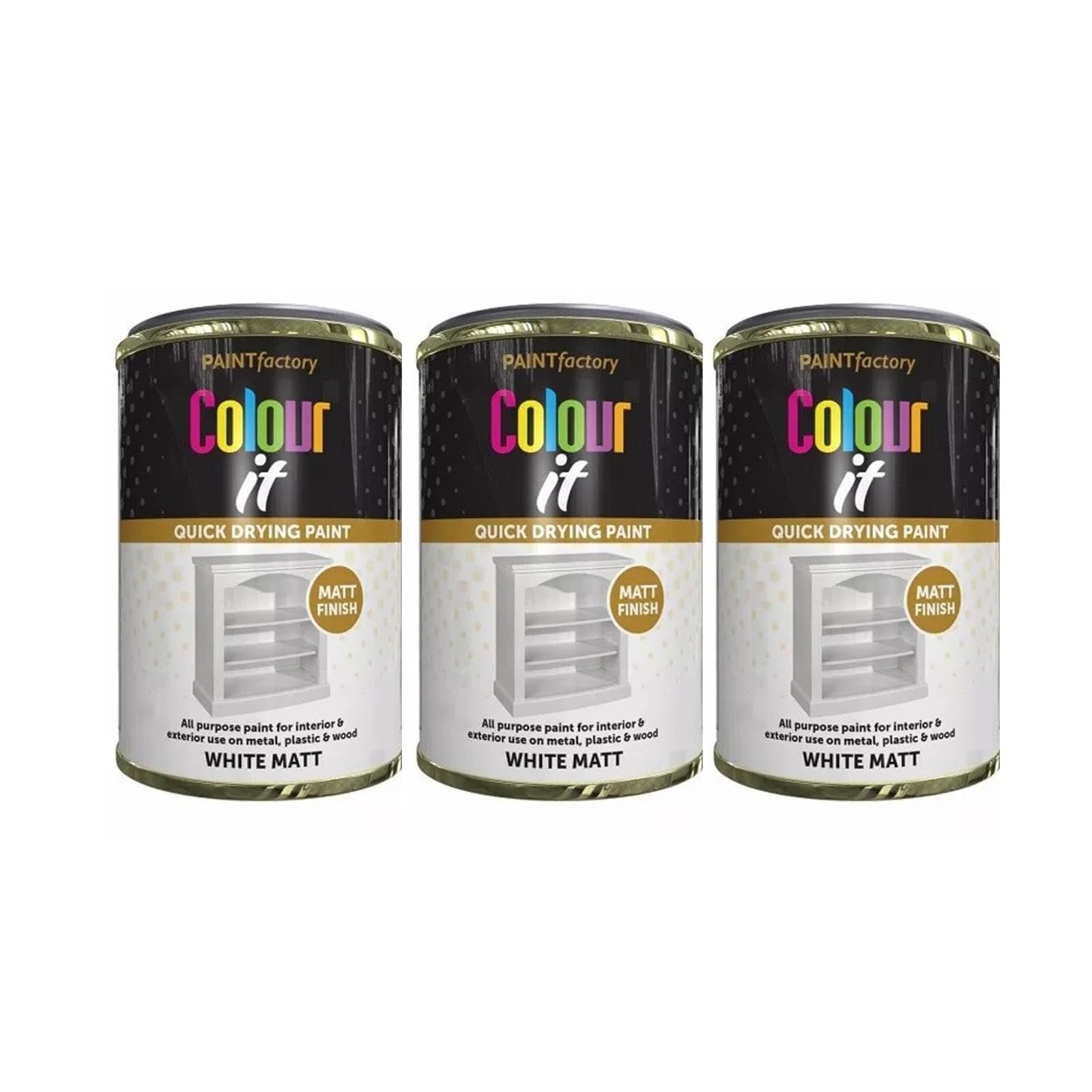RIZZIIZ White Matt Tin Paint, Quick-Drying Paint, Non-Cracking, Durable & Long Lasting Performance, Suitable For Both Interior And Exterior Use, 300ml (3pcs)