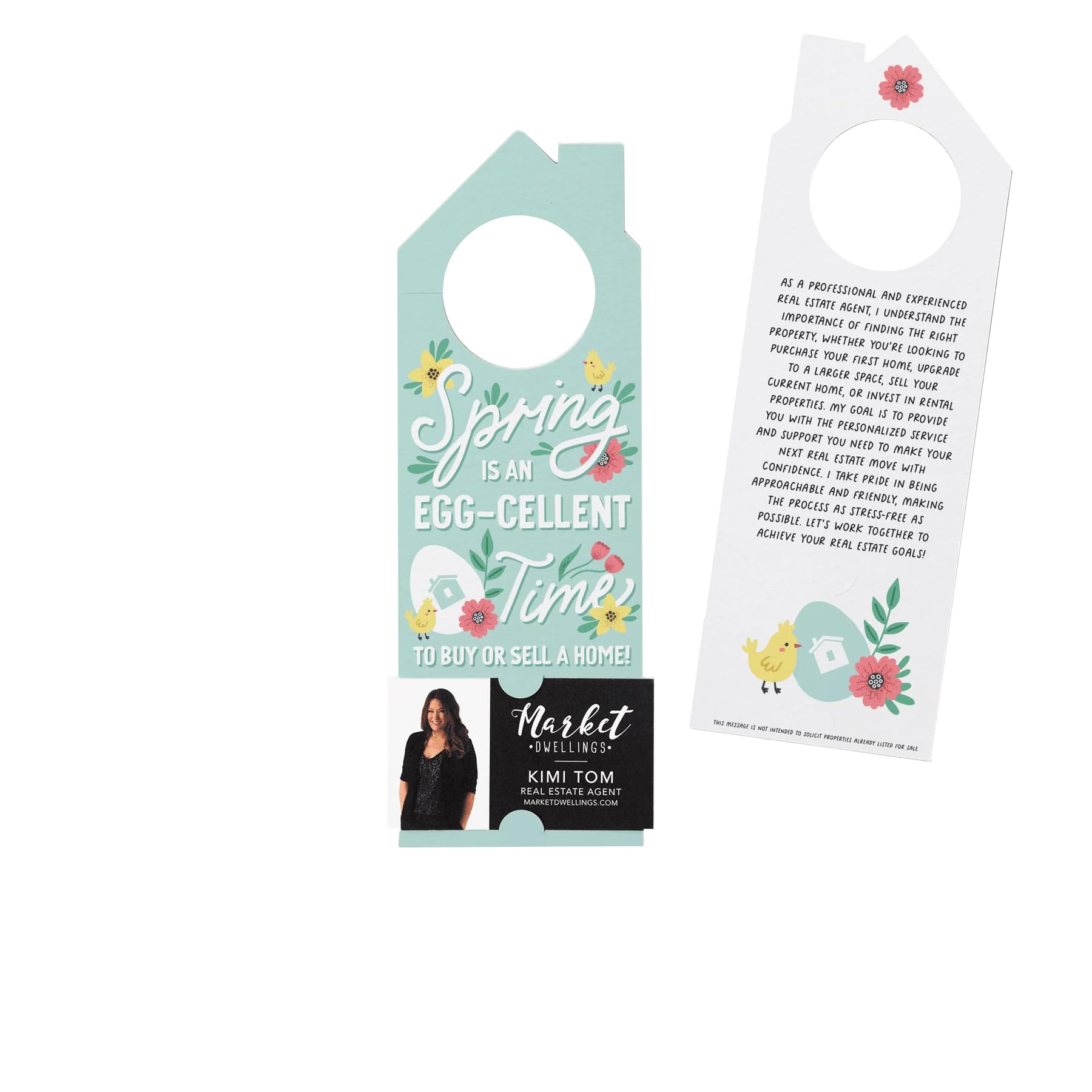 Market Dwellings Spring Is An Egg-Cellent Time To Buy Or Sell A Home! | Real Estate Marketing Door Hangers | Real Estate Agent | 171-DH002 - Pack of