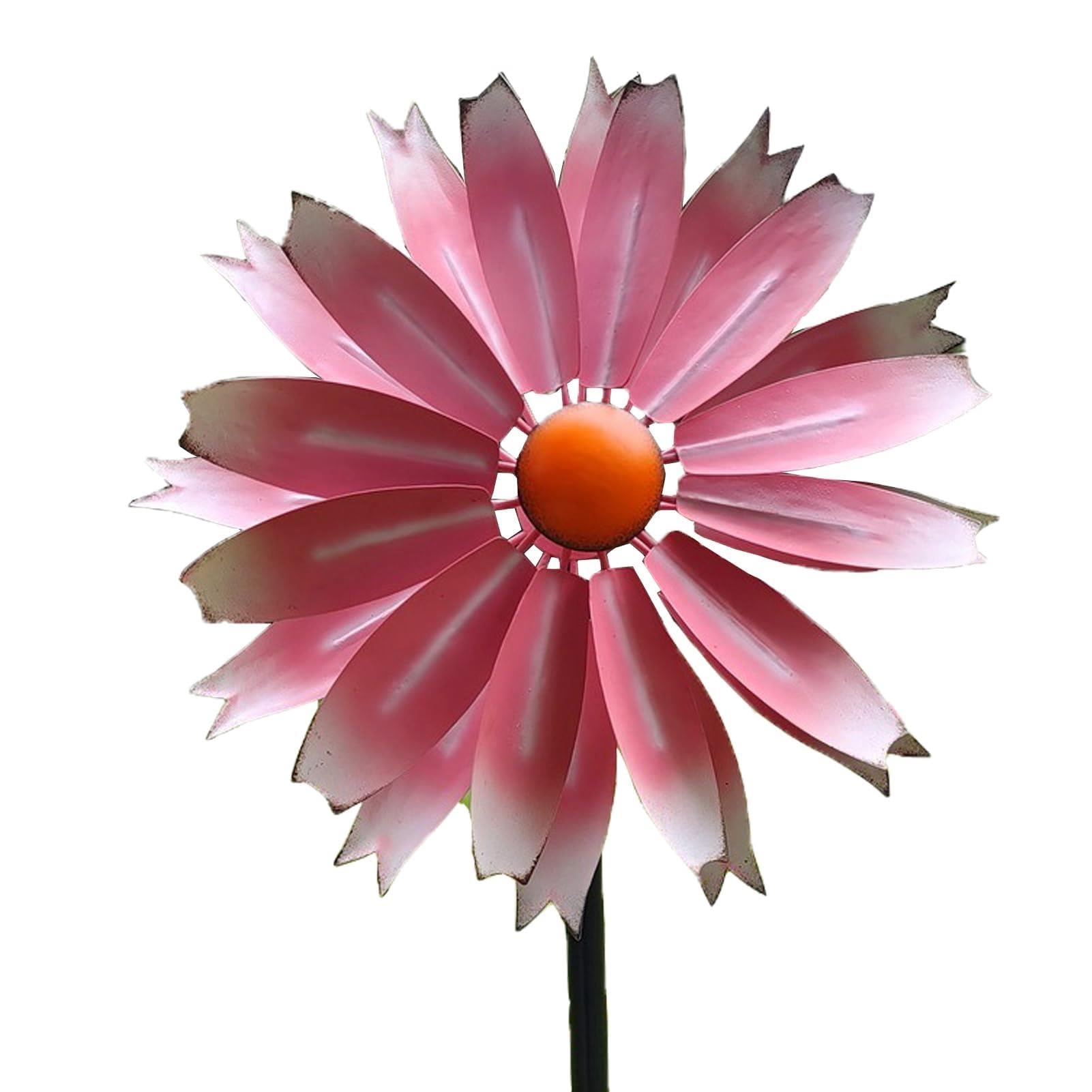 Spinner À Vent en Métal À Fleurs Colorées À Double Lames