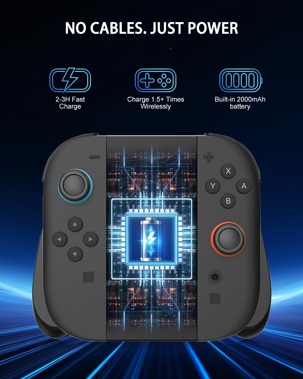 Charging Grip for Nintendo Switch 2, for Joy-Con 2 Grip Controller for Joy Con Handle holder with battery USB C Charging Cable, Switch 2 Accessories, Indicator Lights, Ergonomic Portable Travel