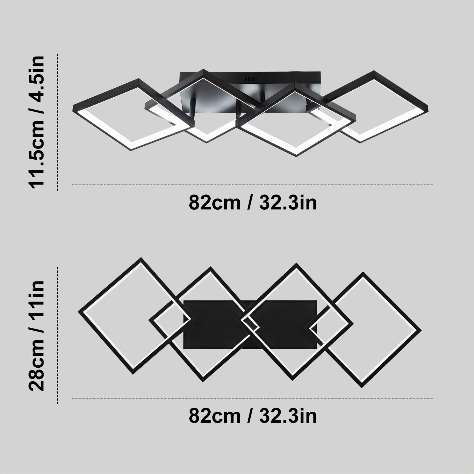 Plafon LED Techo Regulable Moderno, 82CM/48W Lámpara de Techo | Iluminación de Techo Rectangular para Dormitorio Comedor Con Luz Nocturna Y Función De Memoria