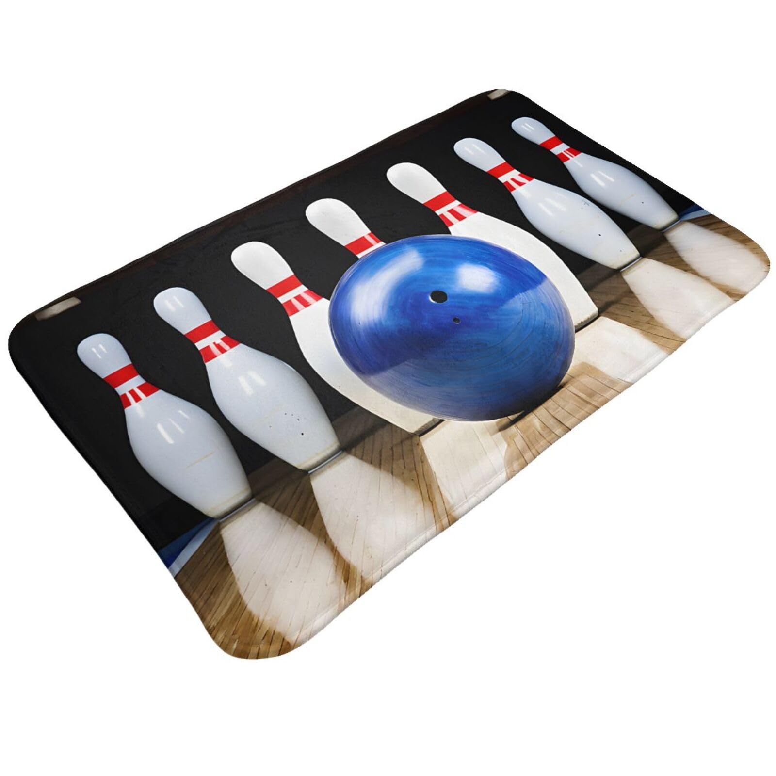 Bowling Print Living Room Bathroom Kitchen Anti Slip and Absorbent Carpet, Indoor Entrance Door Muddy Floor Mat, Ultra Soft Washable Carpet 21x31.5 Inches