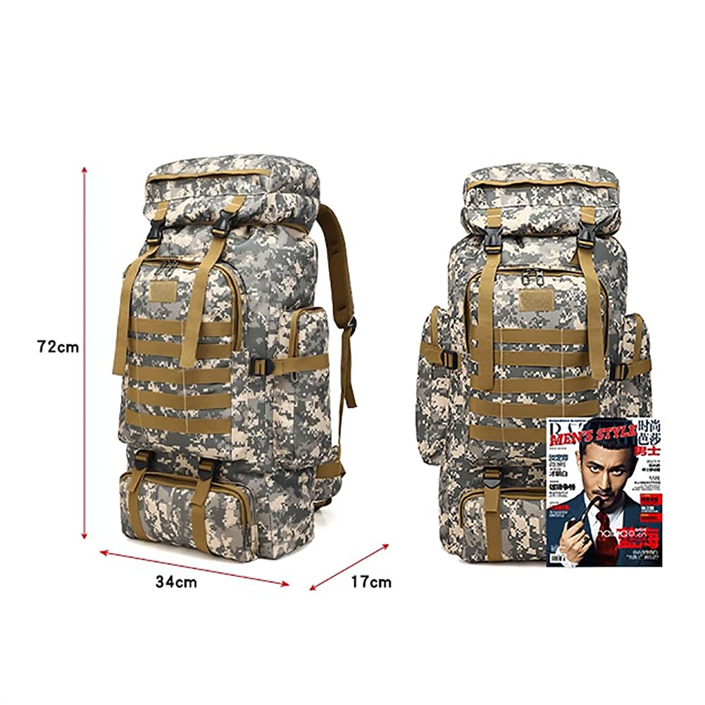 Zaino da alpinismo di grande capacità per escursionismo, campeggio, sport all'aria aperta, borsa tattica idrorepellente con sistema Molle, cinghie regolabili, motivo mimetico, Urban Camouflage