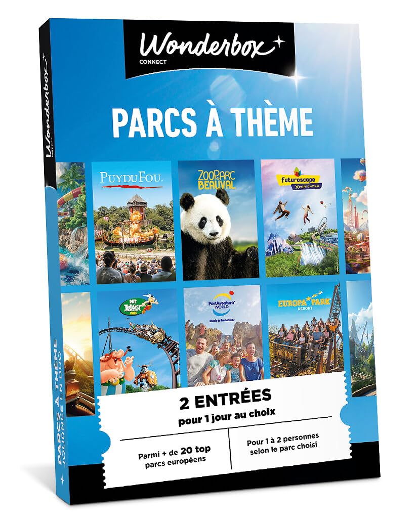 Wonderbox Connect - Coffret Cadeau - Multi Parcs - 2 entrées pour 1 Jour au Choix - À Choisir Parmi 20 Parcs en Europe - Parc à thème - Validité 27 Mois