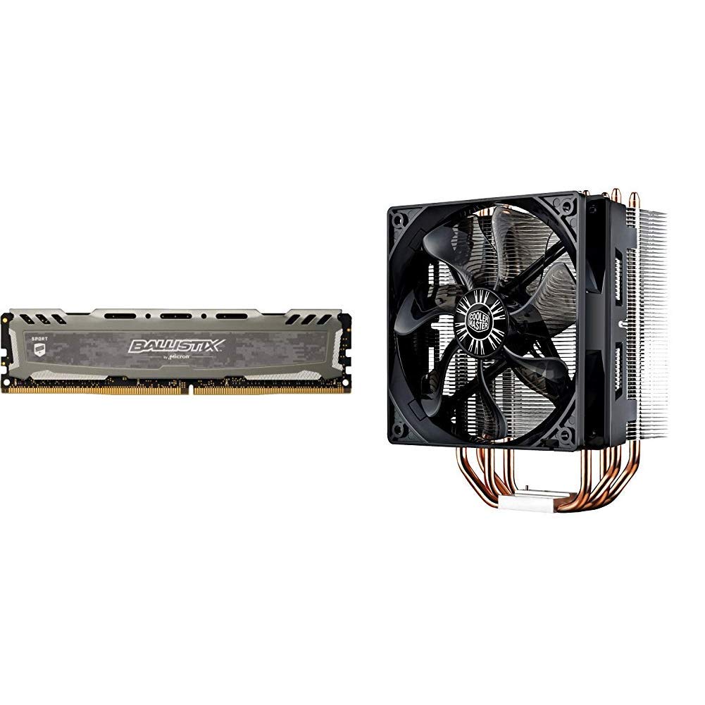 Ballistix Sport LT 8GB Single DDR4 3000 MT/s (PC4-24000) CL15 SR x8 DIMM 288-Pin Memory with Cooler Master Hyper 212 Evo CPU Cooler with PWM Fan, Four Direct Contact Heat Pipes