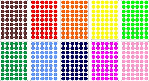 Akachafactory Selbstklebende Gommettes, 540 Stück, Rund, 1,5 Cm, Rot – Für Basteln, Scrapbooking & Deko