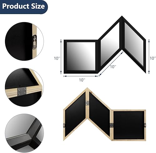 Miniatura 3 de Espejos cuadrados rómbicos para decoración de pared, juego de 3 espejos de pared con marco de madera para el hogar y la oficina