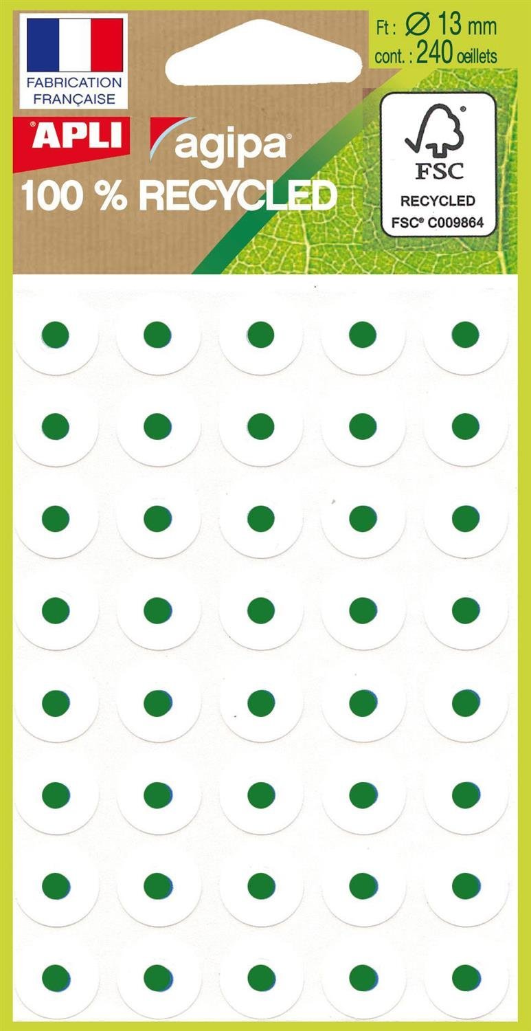 APLI 101342 Envelope 240 Eyelets 100% Recycled Diameter 13 mm White