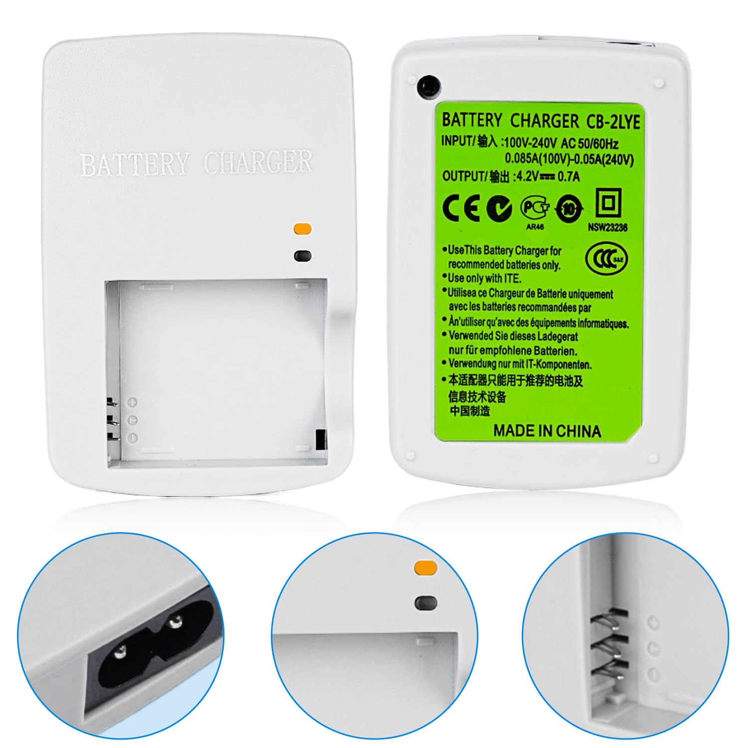 Chargeur Compatible avec Canon NB-6L NB-6LH SX540HS D20 | Pour NB-6L compatible avec Canon PowerShot SX540HS SX530HS SX520HS SX710HS SX700HS SX610HS SX600HS SX510HS SX500HS D30 D20