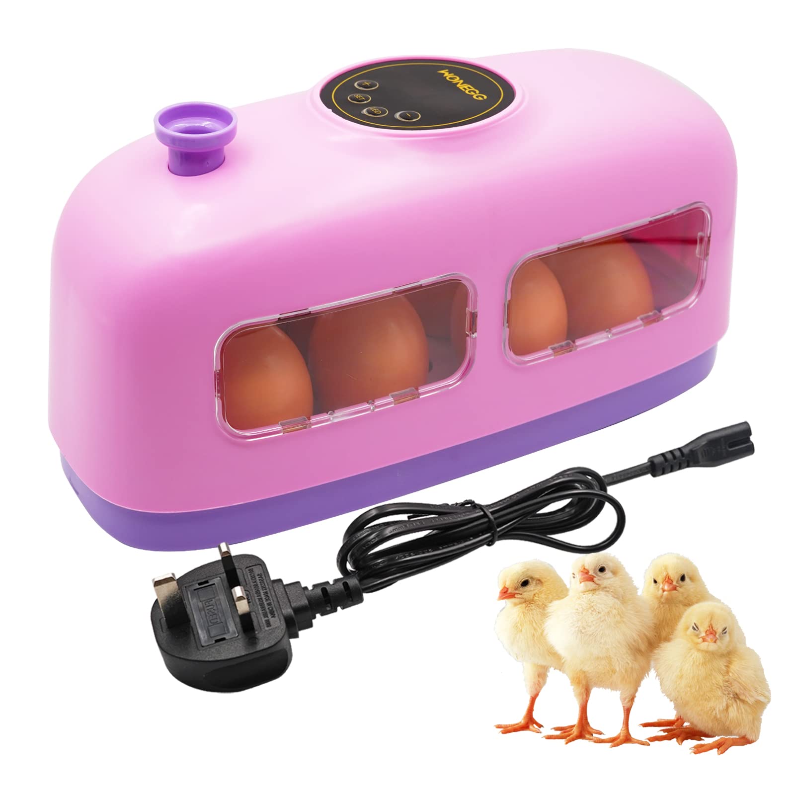 BREUAILY 8 Eggs Mini Incubator Tortoise Egg Incubator Chicken Poultry Hatcher with Automatic Temperature Control and LED Digital Screen for Chicken Duck Bird Quail (Uk Plug)