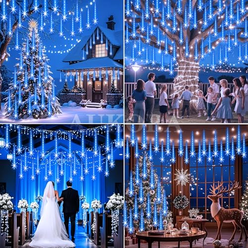 [Prime] 26.9-ft Aukora 8-Tube Blue LED Meteor Shower Rain Lights (192 LEDs, 30cm Tubes) - image 2