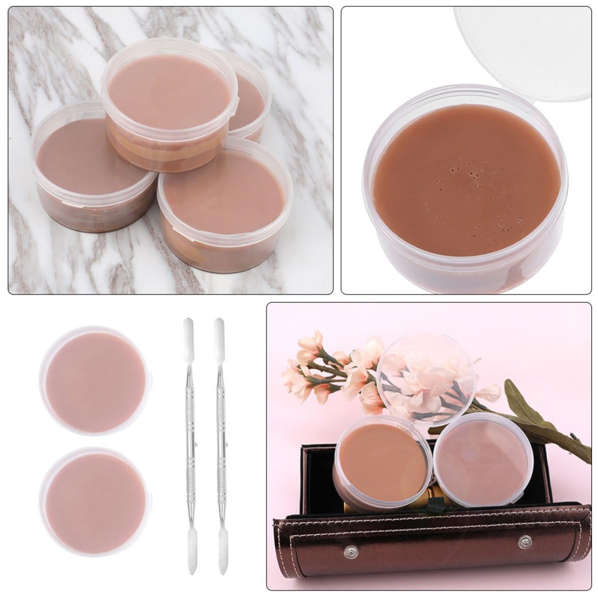 Holibanna Special Effects Skin Wax for Halloween Makeup 50g with 2pcs Spatulas Artistic Makeup Tool for Fake Scar and Wound Modeling for Festivals and Carnivals