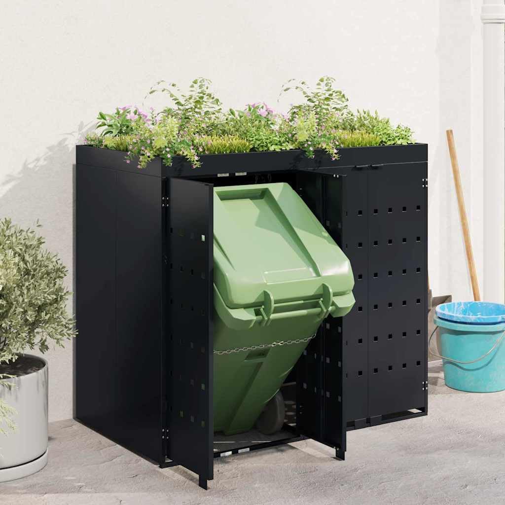 Genérico Almacenamiento de Cubos Wheelie para 2 Cubos Negro,Casa y jardín,Productos del hogar,Accesorios para contenedores de residuos,Soportes para contenedores de residuos-3394738