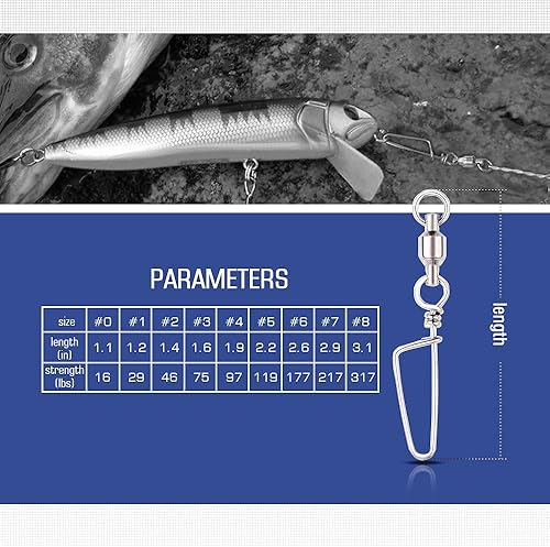 Miniatura 6 de AMYSPORTS Pesca de agua dulce Snap Giratorios de bolas de rodamiento de agua salada Rotación Broches Rotación Bola de agua dulce Giratorios Snap