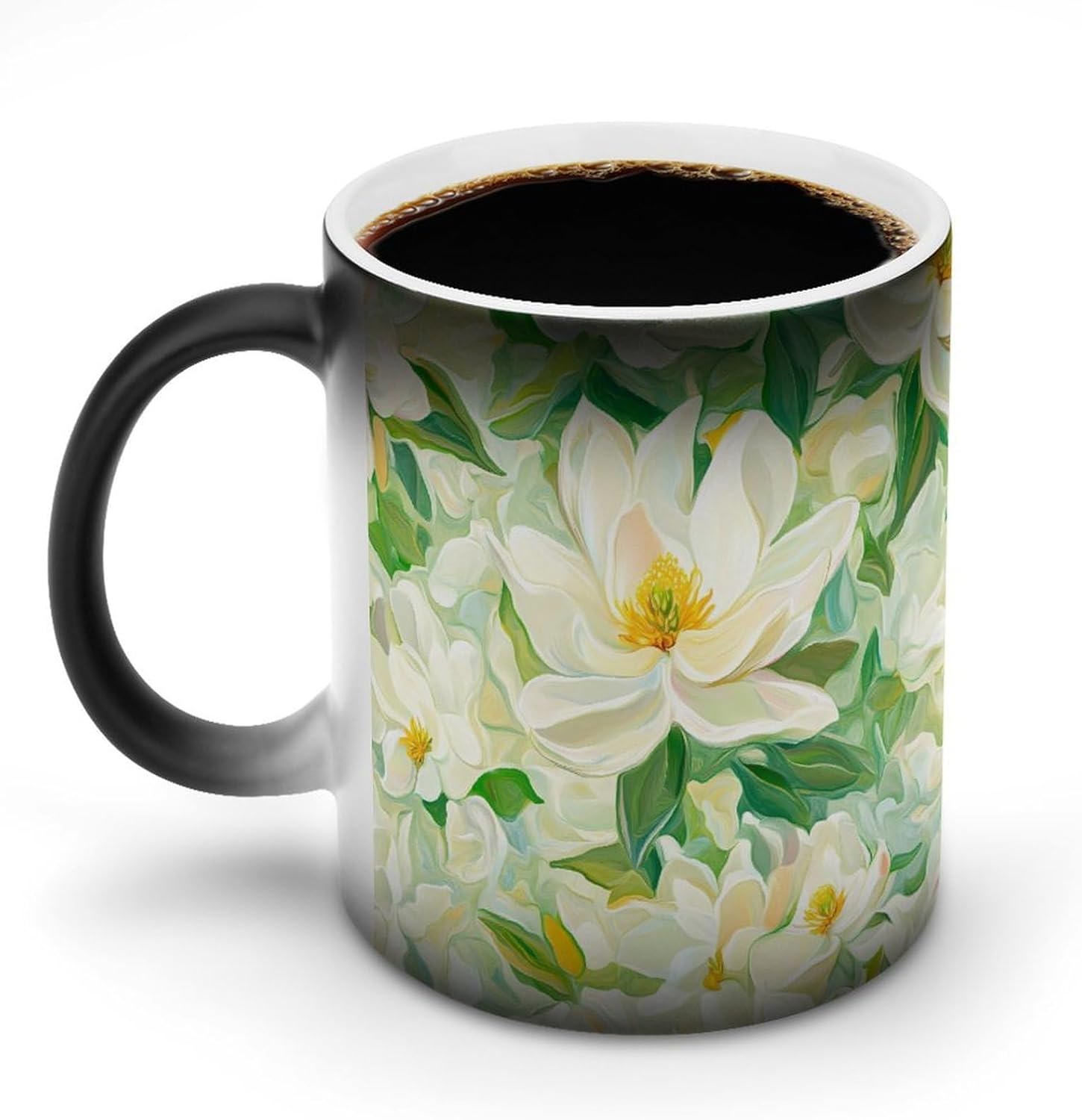Psychedelic Jasmine Flowers Color Changing Mug Heated Ceramic Cup Heat Sensitive Coffee Mug Fun Gift
